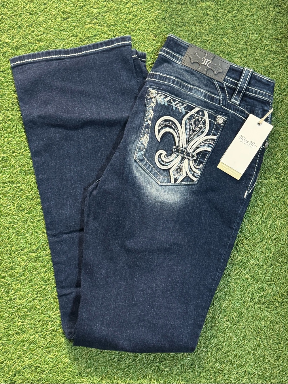 Miss Me Mid-Rise Bootcut Size 33x34 M3974B DK Blue ~NWT